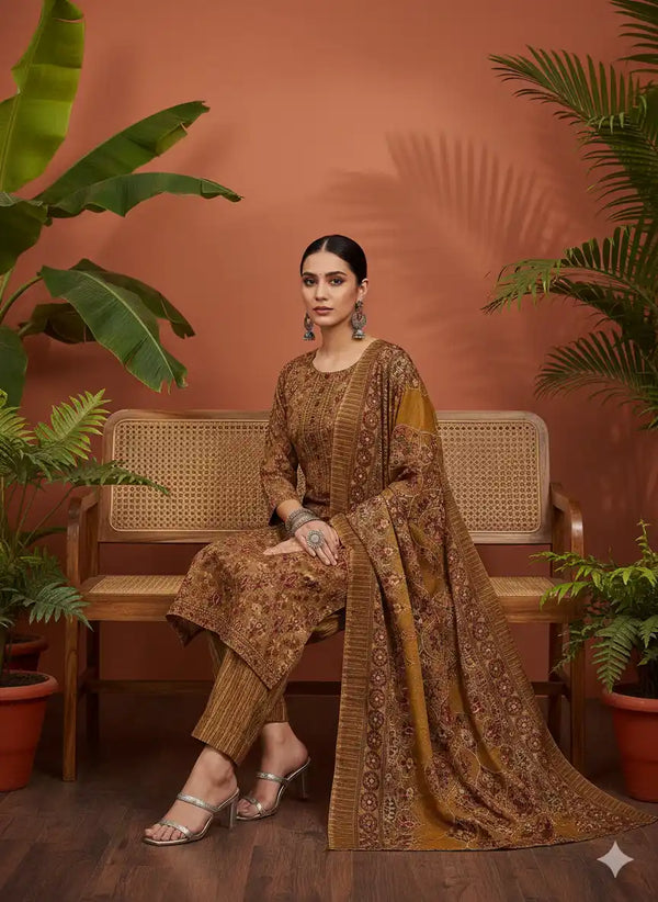 Readymade Block Print Cotton Suit With Cotton Dupatta