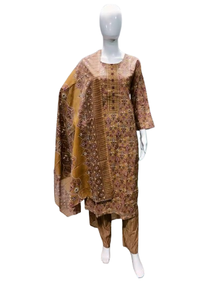 Readymade Block Print Cotton Suit With Cotton Dupatta