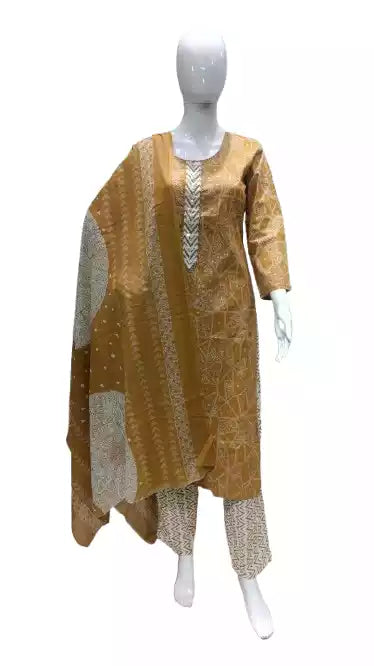 Readymade Block Print Cotton Suit With Cotton Dupatta
