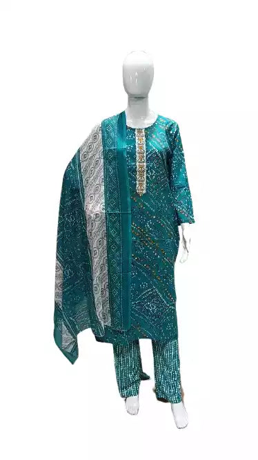 Readymade Block Print Cotton Suit With Cotton Dupatta