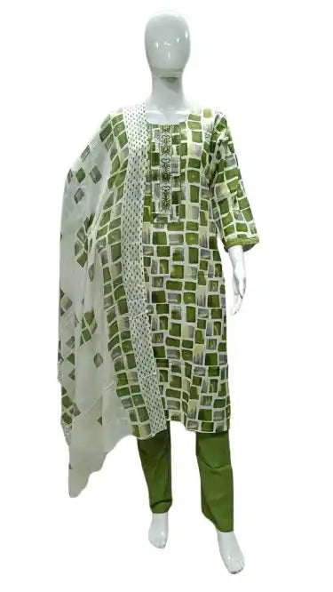 Readymade Block Print Cotton Suit With Cotton Dupatta
