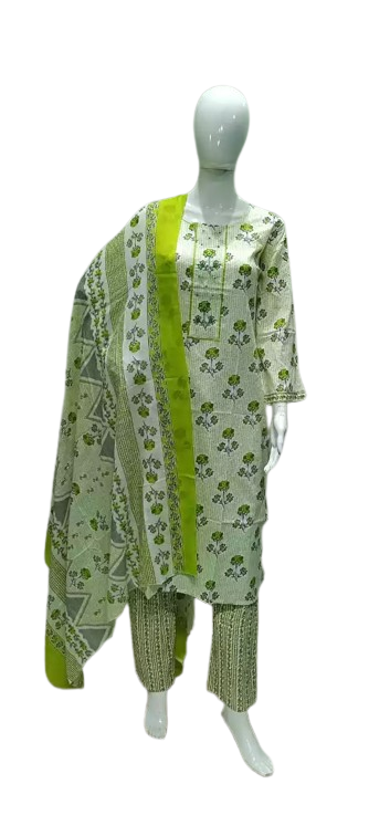 Readymade Block Print Cotton Suit With Cotton Dupatta