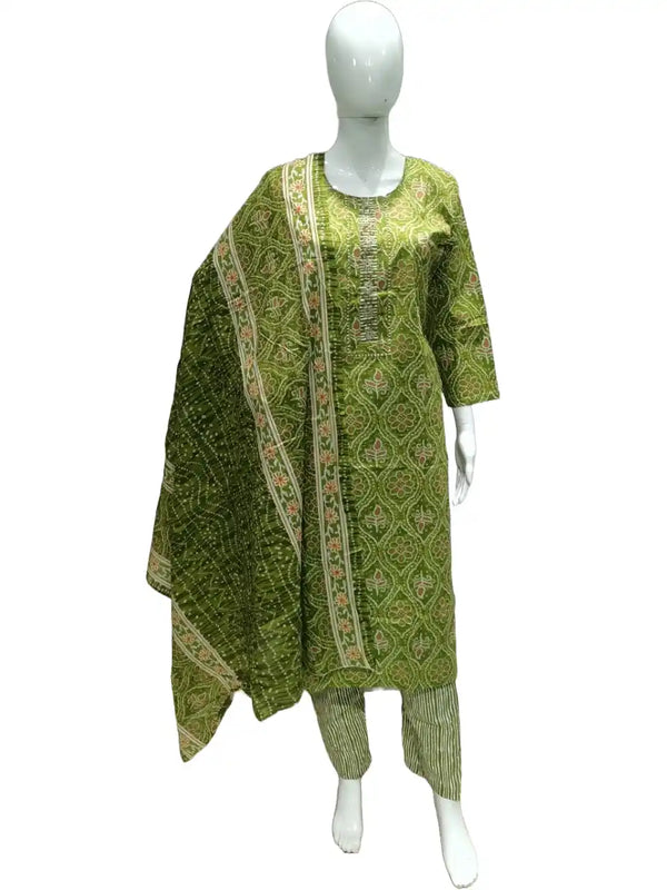 Readymade Block Print Cotton Suit With Cotton Dupatta