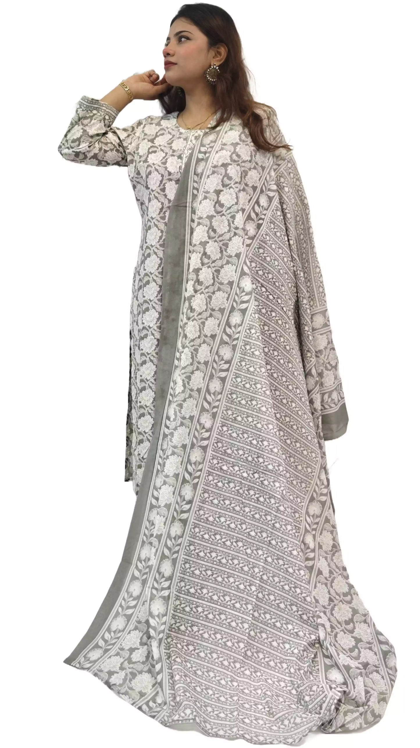 Readymade Block Print Cotton Suit With Cotton Dupatta
