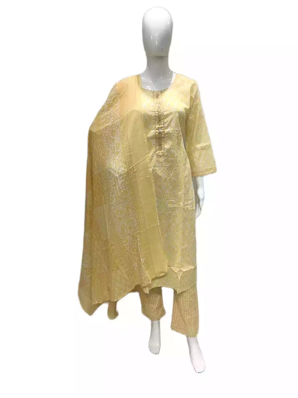 Readymade Block Print Cotton Suit With Cotton Dupatta