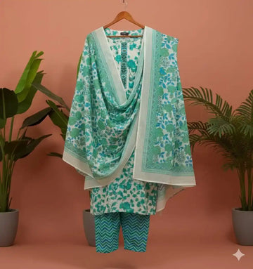Blue white block print pant set