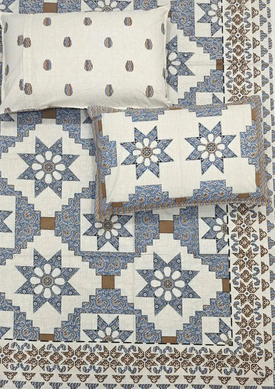 Super King Size Jaipuri Sanganeri Cotton Bedsheet 9x9 ft With 2 Pillow Covers by ASC Fashion Store