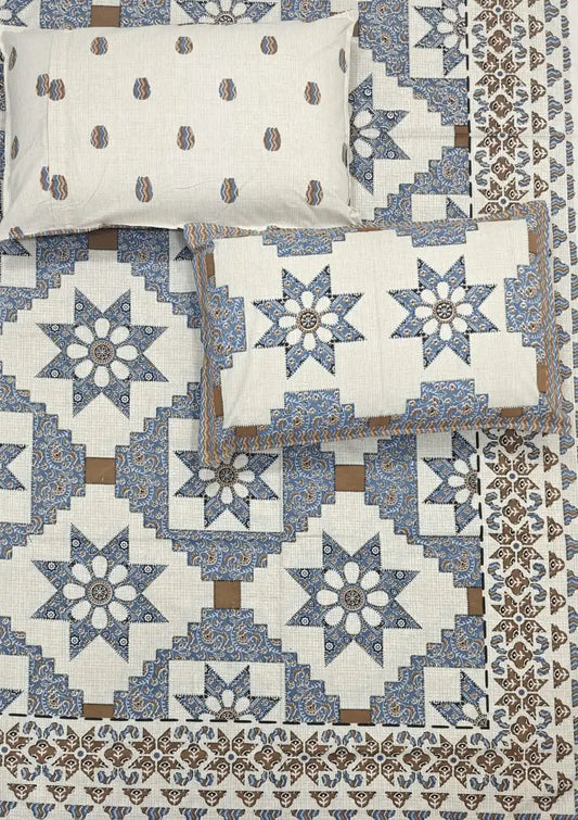 Super King Size Jaipuri Sanganeri Cotton Bedsheet 9x9 ft With 2 Pillow Covers by ASC Fashion Store