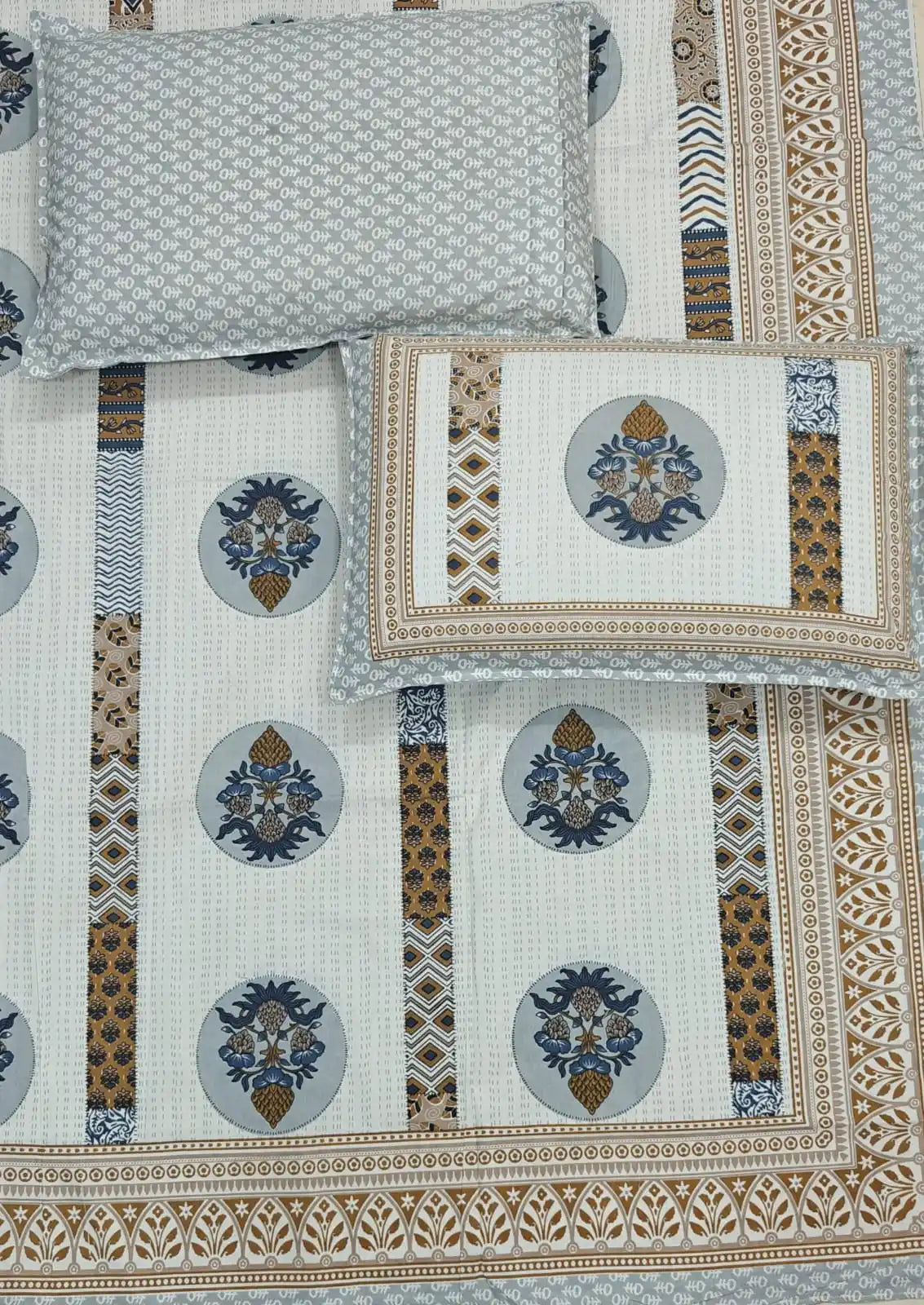 Super King Size Jaipuri Sanganeri Cotton Bedsheet 9x9 ft With 2 Pillow Covers by ASC Fashion Store