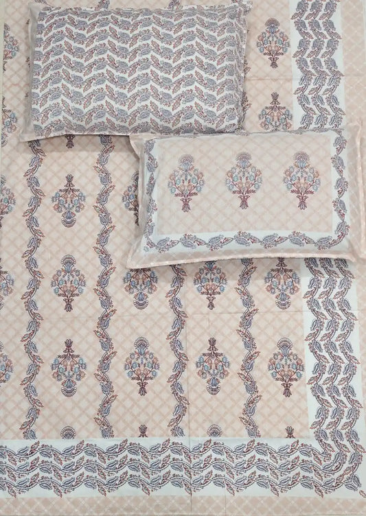 Super King Size Jaipuri Sanganeri Cotton Bedsheet 9x9 ft With 2 Pillow Covers by ASC Fashion Store