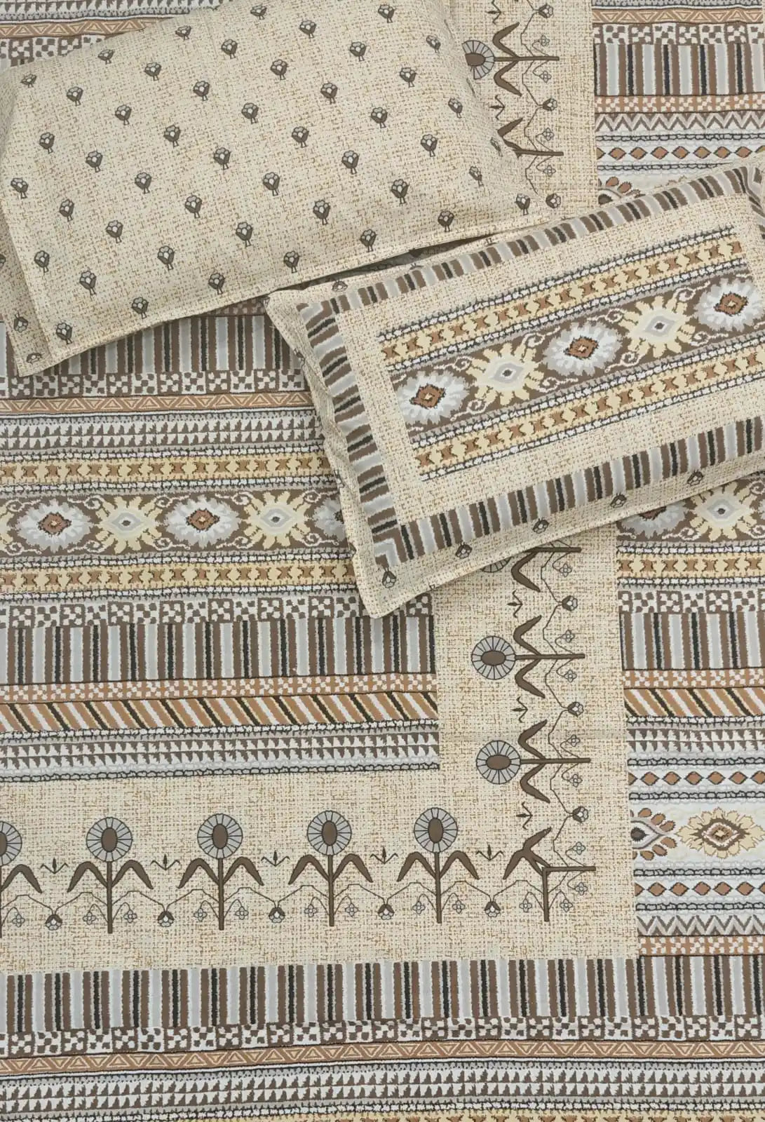 Super King Size Jaipuri Cotton Bedsheet 8x9 ft With 2 Pillow Covers by ASC Fashion Store featuring traditional Sanganeri design.