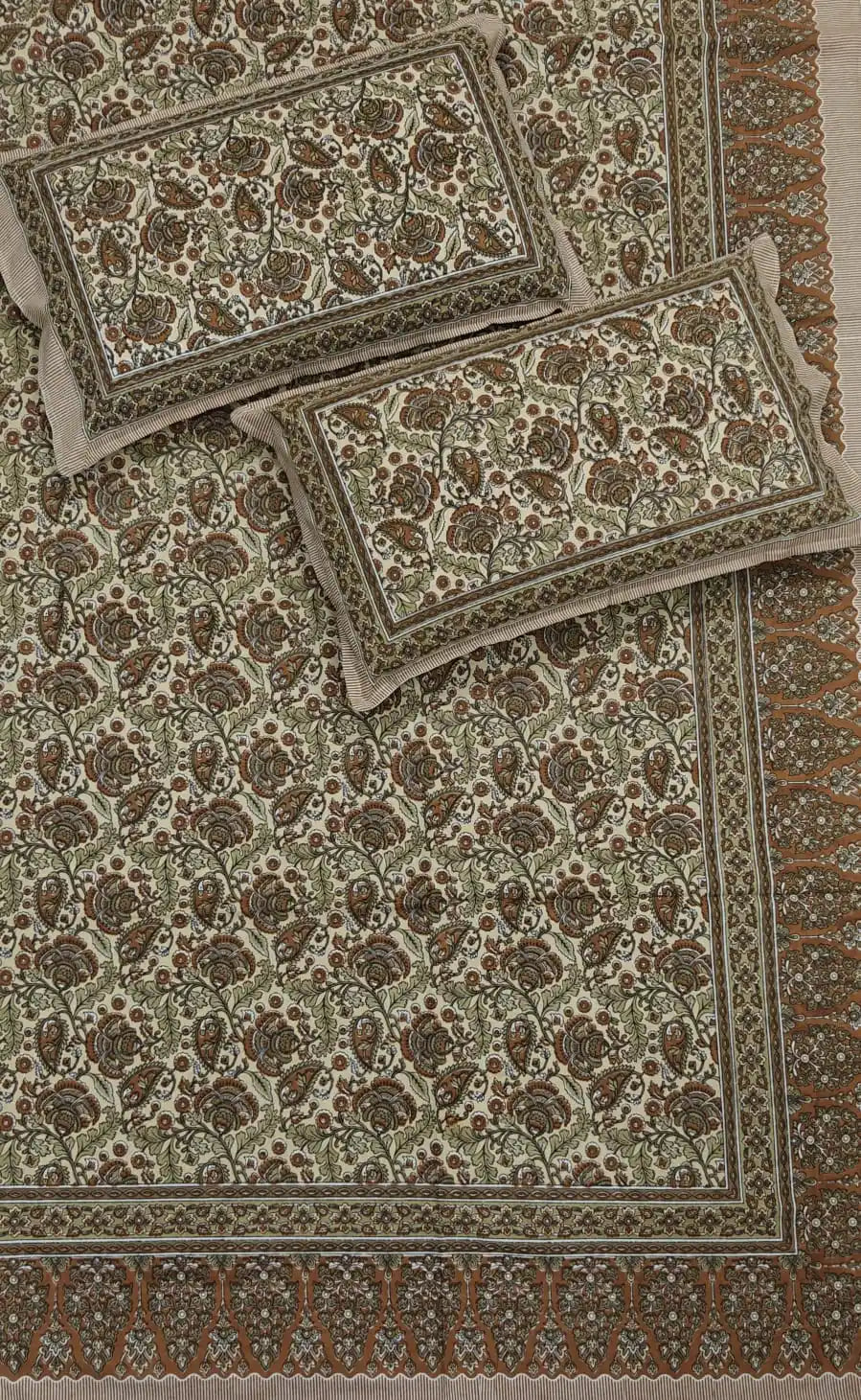 Super King Size Jaipuri Block Print Cotton Bedsheet 8x9 ft With 2 Pillow Covers by ASC Fashion Store