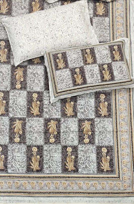 Super King Size Jaipuri Block Print Cotton Bedsheet 8x9 ft With 2 Pillow Covers by ASC Fashion Store