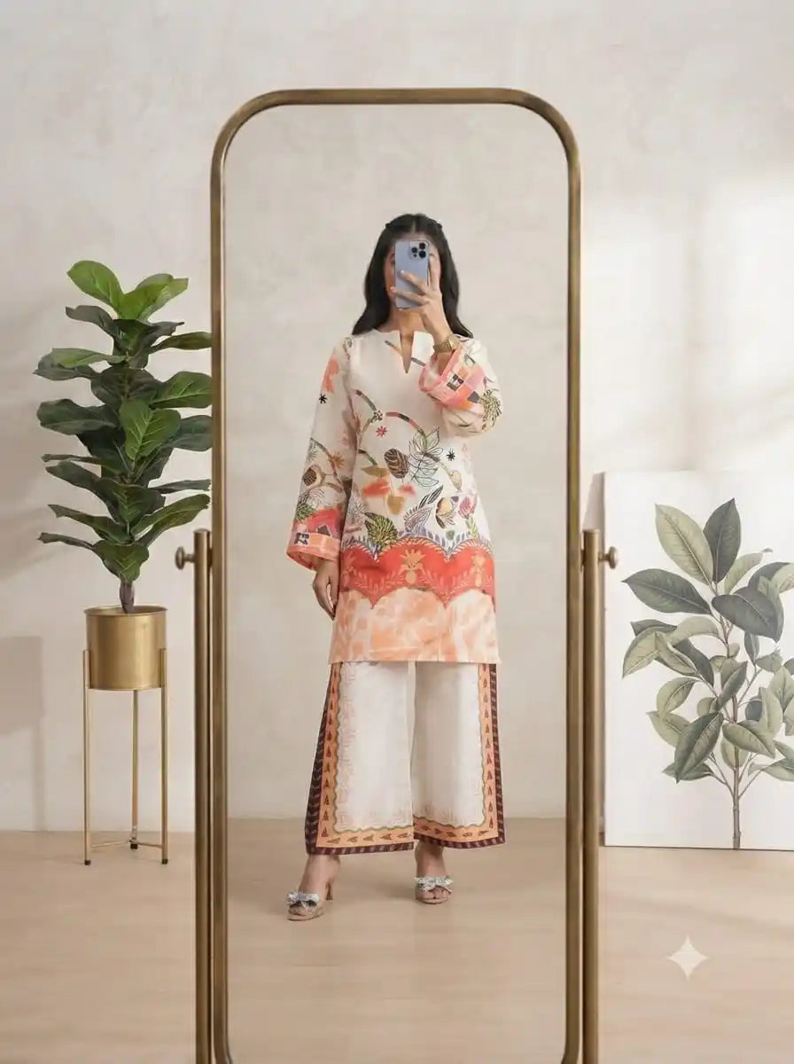 Women's Crepe Ethnic Pakistani Print Co-Ord Set By ASC