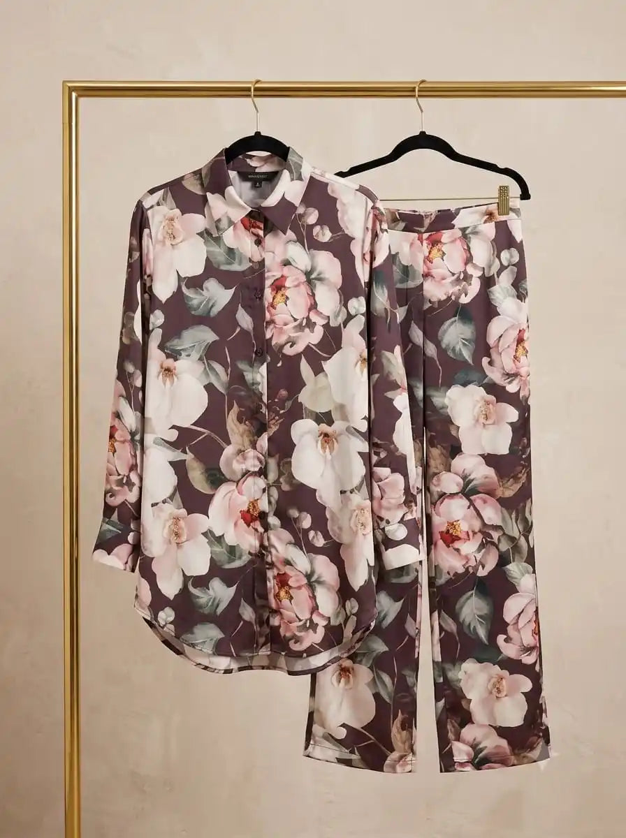Pakistani Print Crepe Co-Ord Set with Balloon Sleeves By ASC