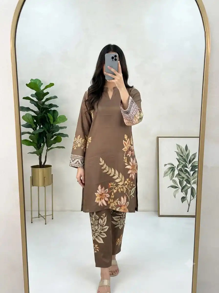 Casual Wear Pakistani Printed Crepe Co-Ord Set By ASC