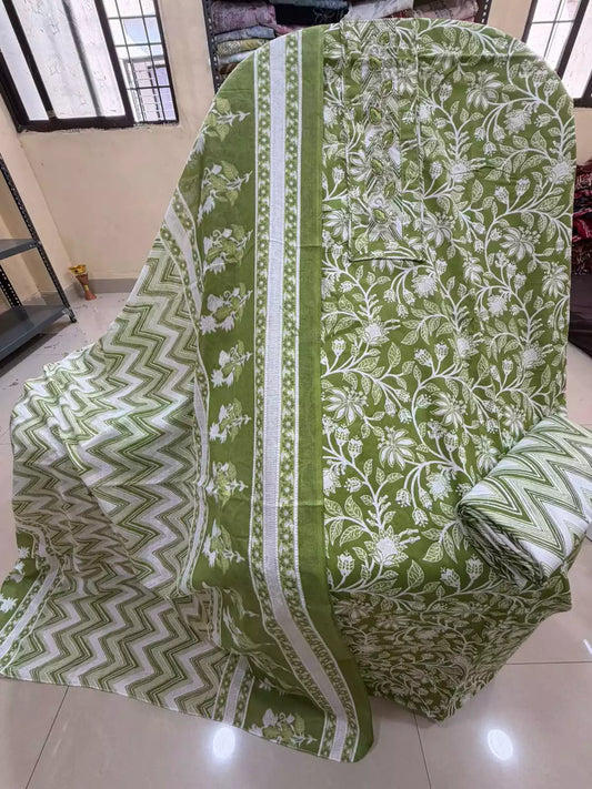 Unstitched Suit with Neck Embroidery & Cotton Dupatta
