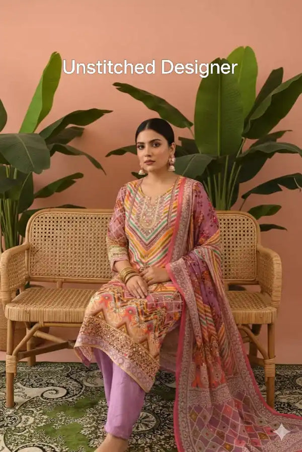 Eid Special Semi Stitched Pakistani Prints Organza Embroidered Designer Suit With Pure Dupatta