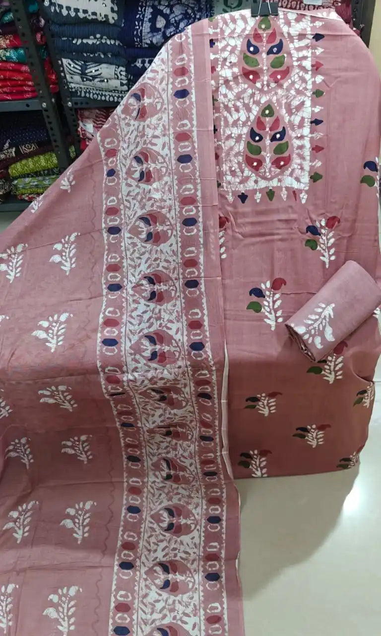 Rose Pink Batik Unstitched Suit ASC Fashion Store