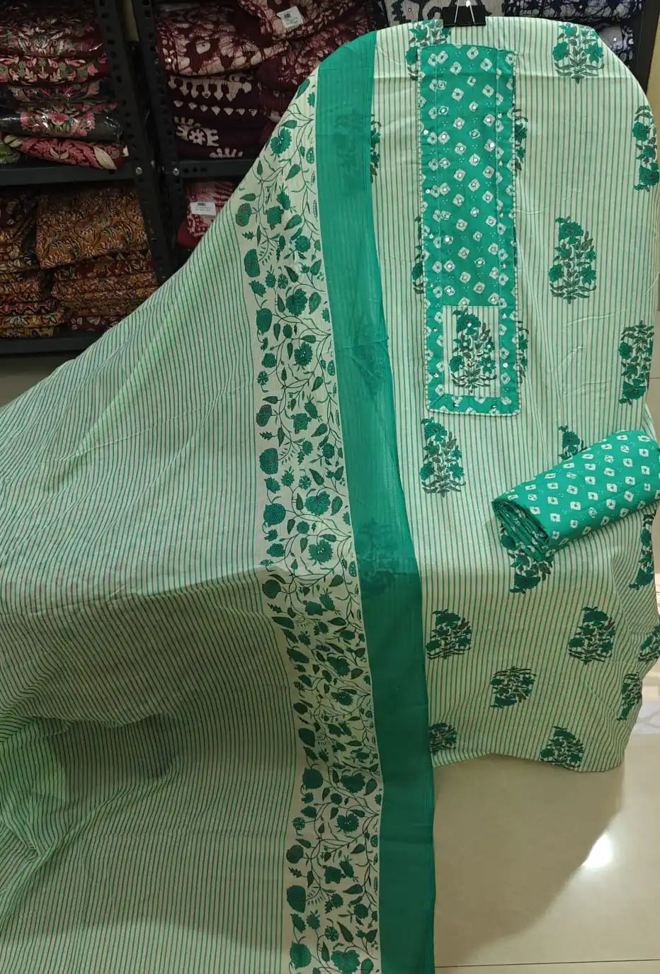 Olive Green Artisanal Unstitched Suit ASC Fashion Store