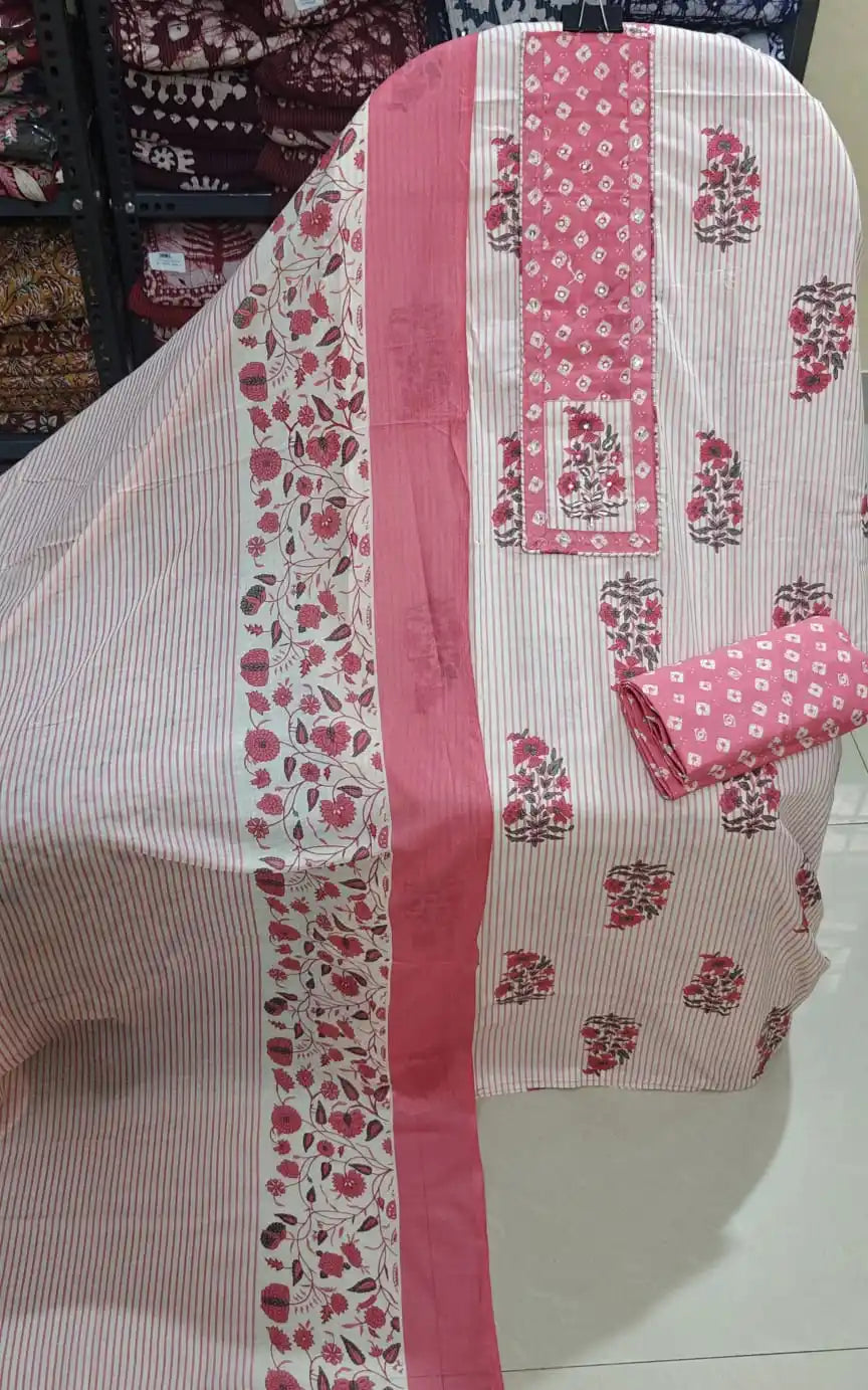 Peach Pink Floral Cotton Suit ASC Fashion Store