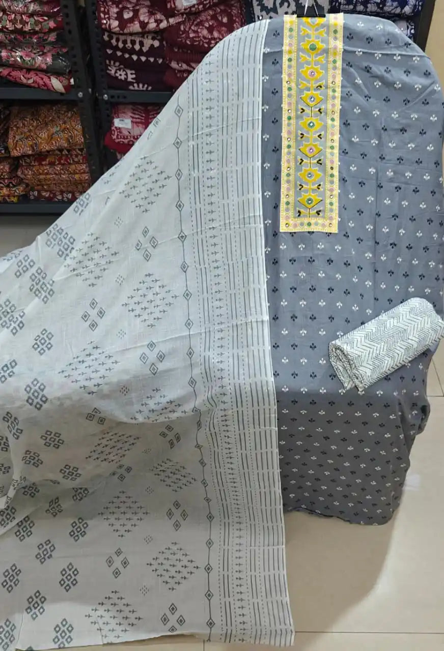 Indigo Blue Embroidered Cotton Suit ASC Fashion Store