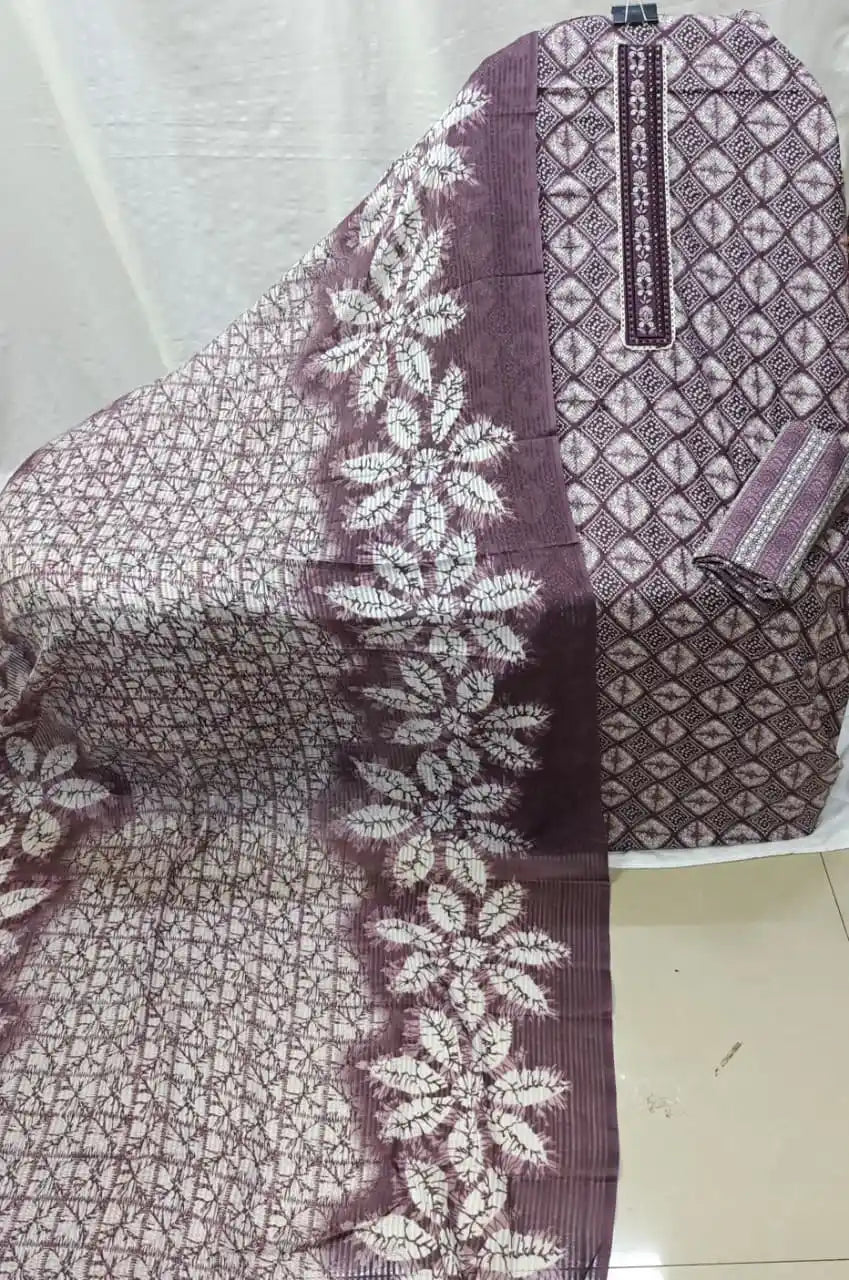 Cotton Suit With Stylish Neck Work Printed Dress Material By ASC