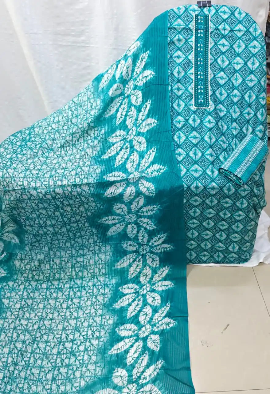 Cotton Suit With Stylish Neck Work Printed Dress Material By ASC