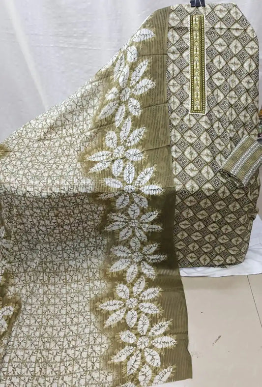 Cotton Suit With Stylish Neck Work Printed Dress Material By ASC