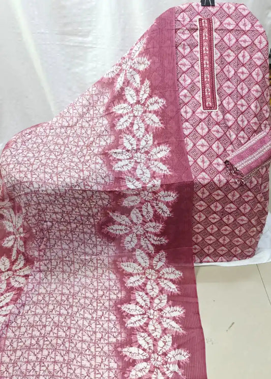 Cotton Suit With Stylish Neck Work Printed Dress Material By ASC