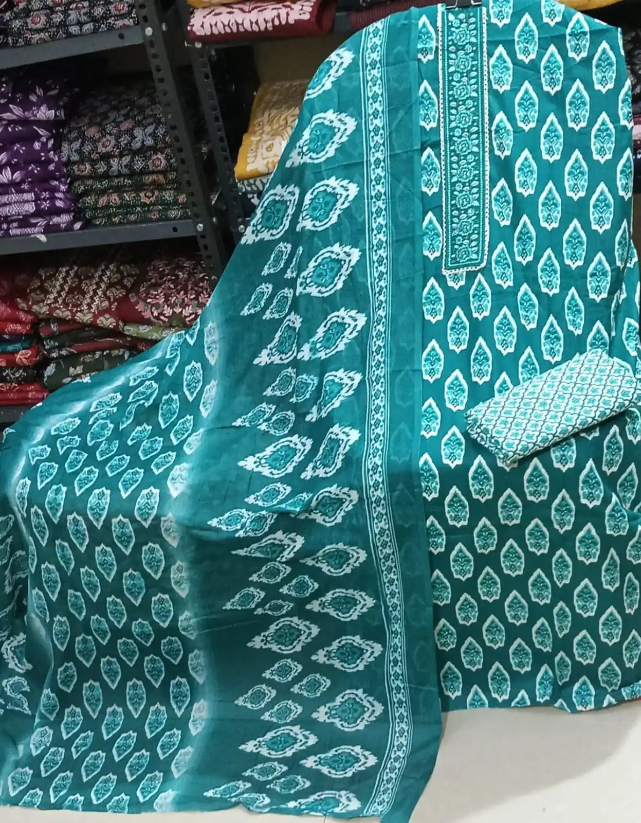 Sky Blue Neck Embroidered Suit By ASC