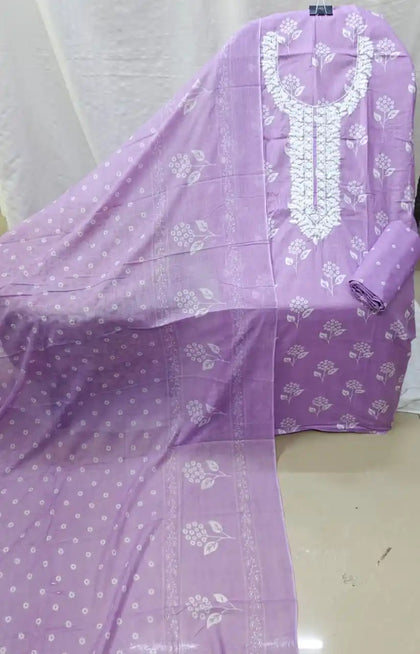 Cotton Printed Suit With Embroidered Neck Dress Material By ASC