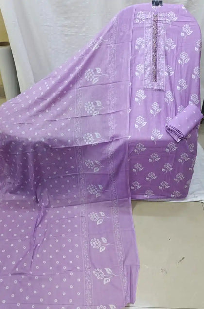 Cotton Suit With Stylish Neck Work Printed Dress Material By ASC