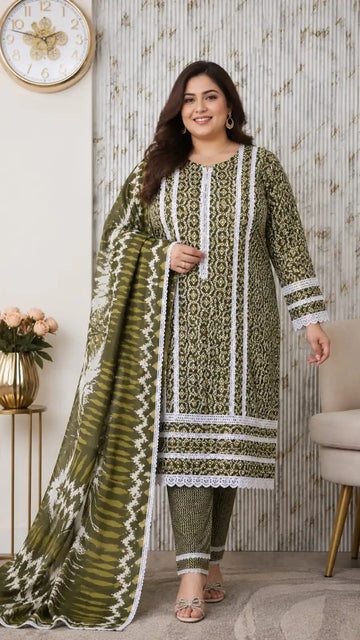 Elegant Olive green karachi suit