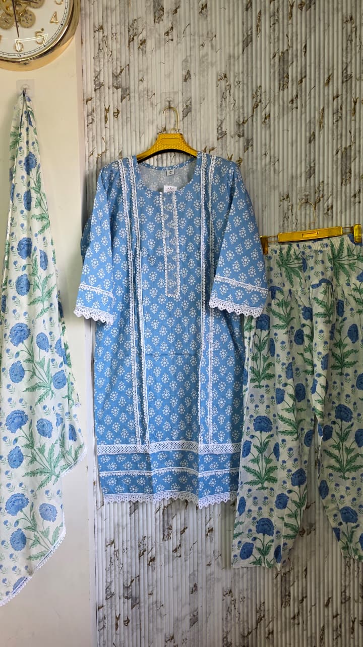 Jaipuri KARACHI Readymade Cotton Suit With Comfortable pant & Cotton Dupatta