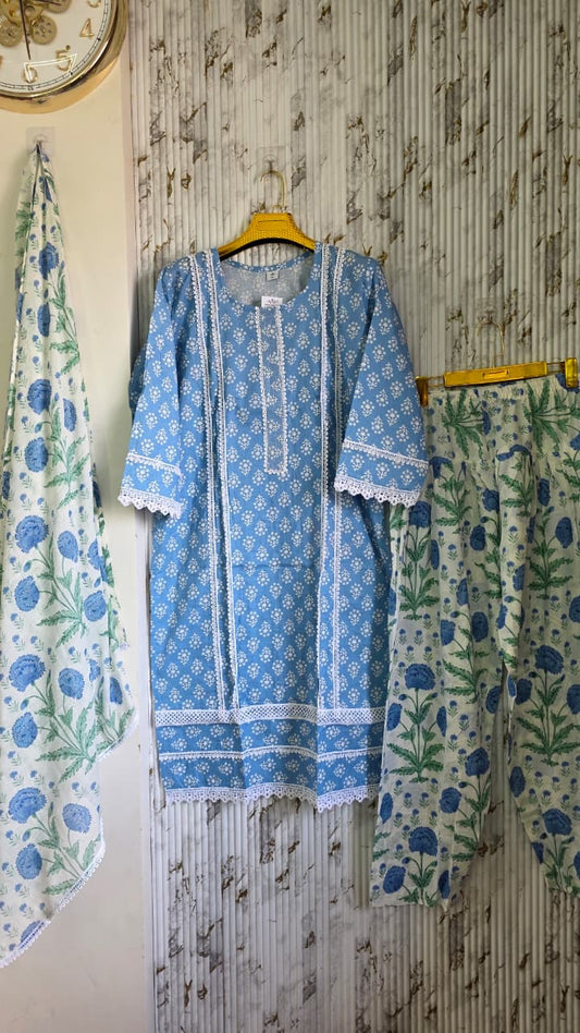 Block Print pure Cotton with Salwar & dupatta