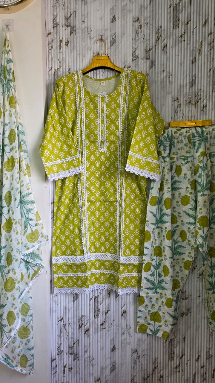 Jaipuri KARACHI Readymade Cotton Suit With Comfortable pant & Cotton Dupatta