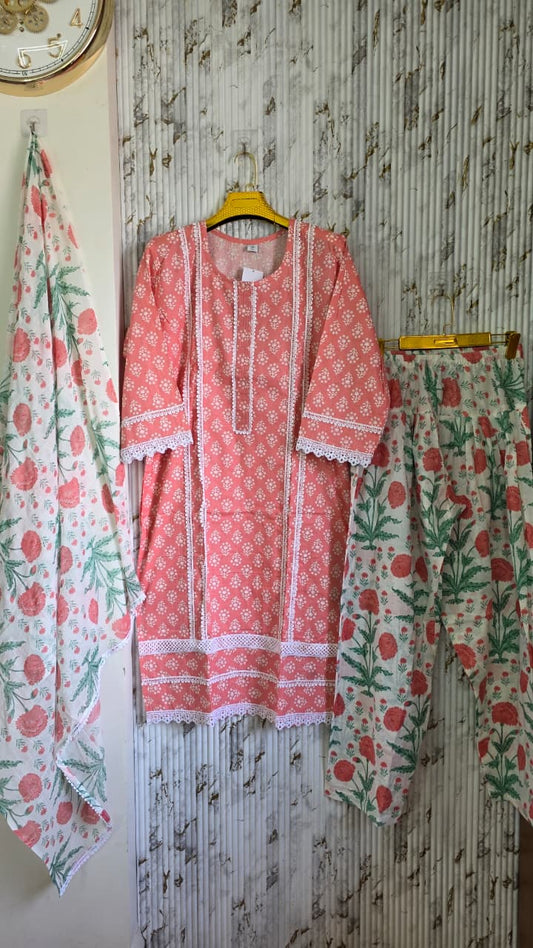 ASC ethnic Karachi Style Embroidery Printed Dupatta Salwar Suit