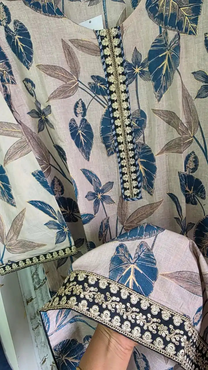 Premium Karachi Style Embroidered Pant Suit with Printed Dupatta by ASC