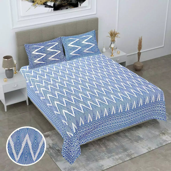 King Size 9ft*9ft Sanganeri Cotton Bedsheets With 2 Pillow Covers