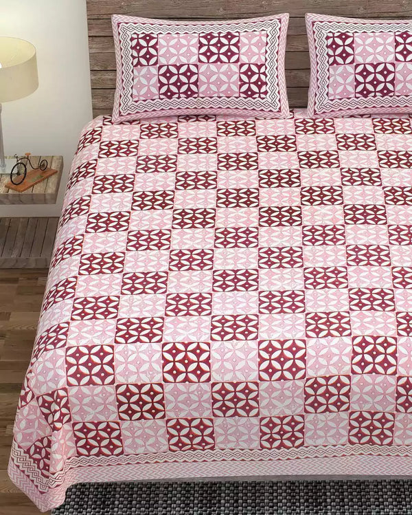 King Size 9ft*9ft Sanganeri Cotton Bedsheets With 2 Pillow Covers