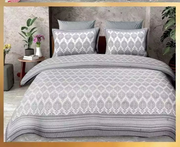 King Size 9ft*9ft Sanganeri Cotton Bedsheets With 2 Pillow Covers