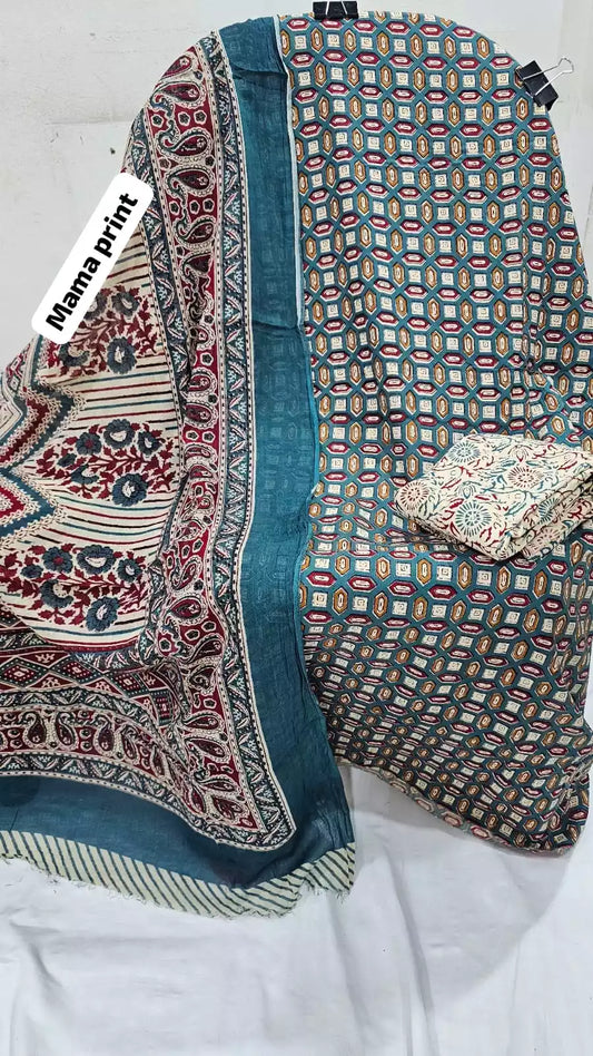 Premium Cotton MAMA Print Unstitched Cotton Suit With Cotton Dupatta