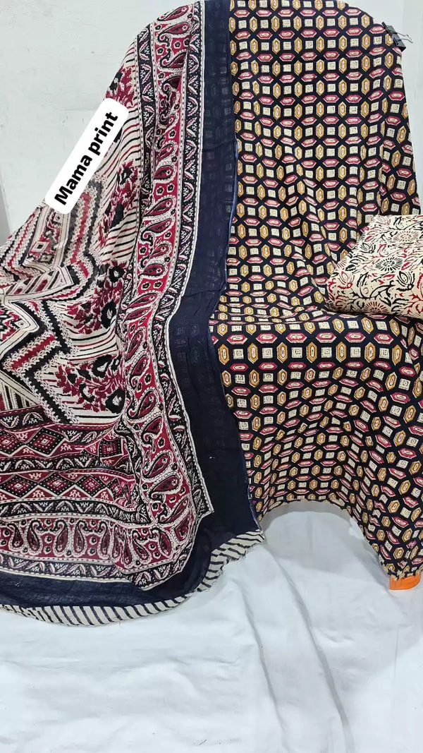 Premium Cotton MAMA Print Unstitched Cotton Suit With Cotton Dupatta