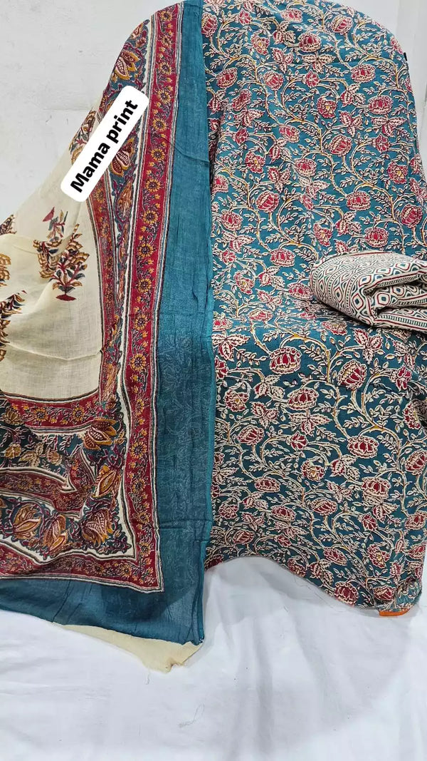 Premium Cotton MAMA Print Unstitched Cotton Suit With Cotton Dupatta