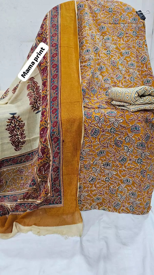 Premium Cotton MAMA Print Unstitched Cotton Suit With Cotton Dupatta
