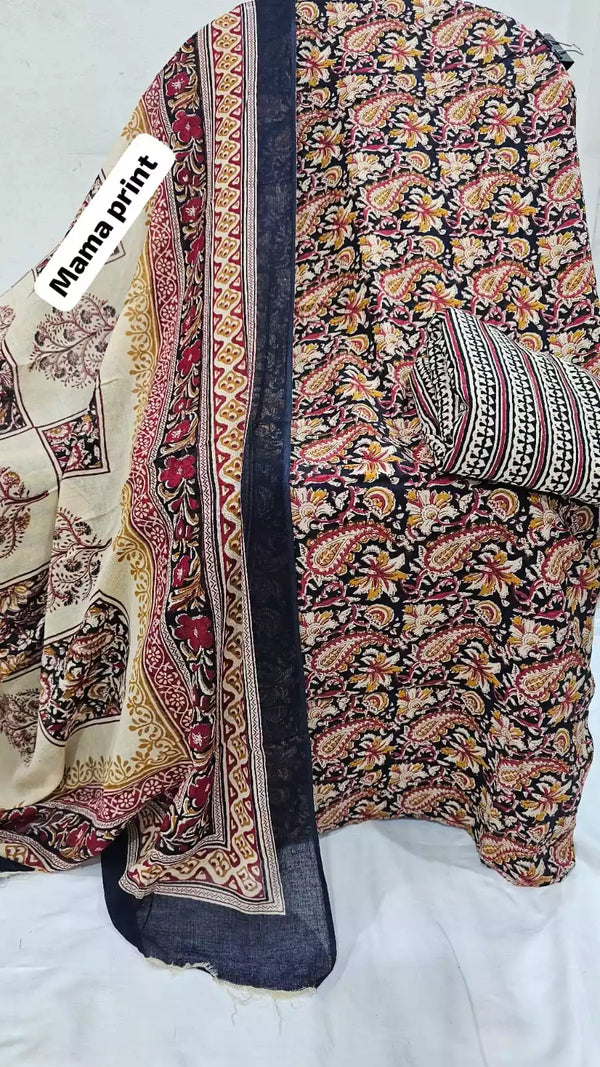 Premium Cotton MAMA Print Unstitched Cotton Suit With Cotton Dupatta
