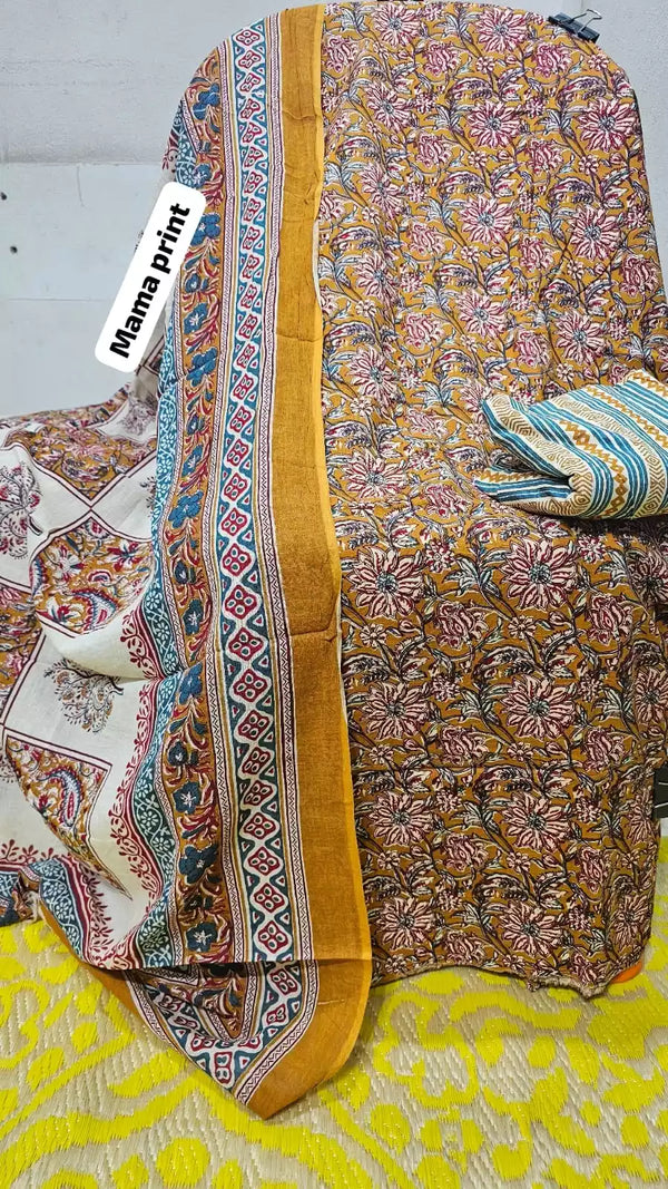 Premium Cotton MAMA Print Unstitched Cotton Suit With Cotton Dupatta