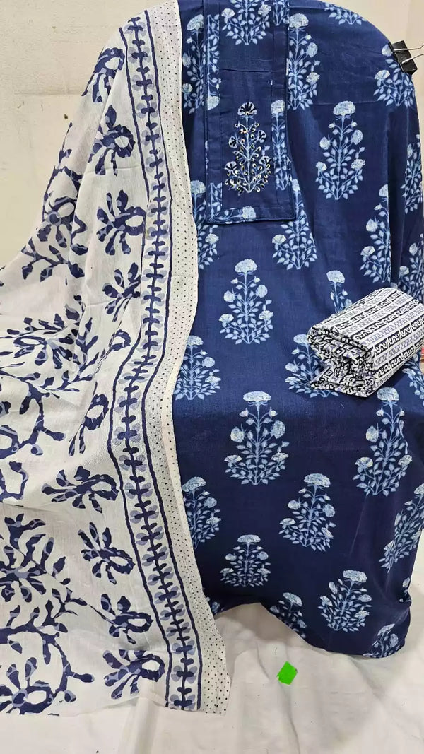 Premium Cotton JaiPuri Unstitched Cotton Suit With Cotton Dupatta