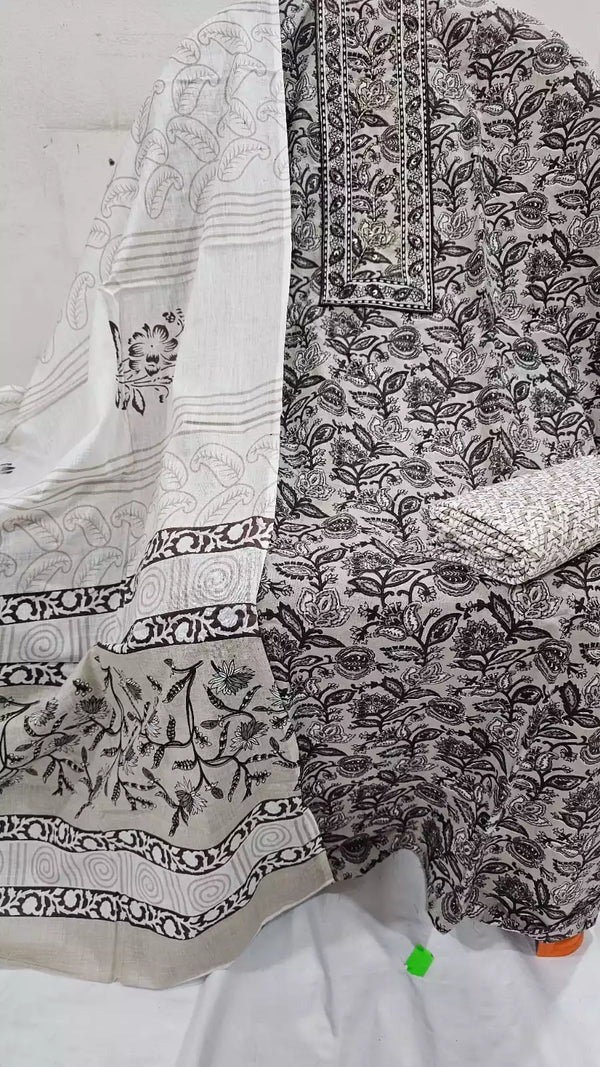 Premium Cotton JaiPuri Unstitched Cotton Suit With Cotton Dupatta